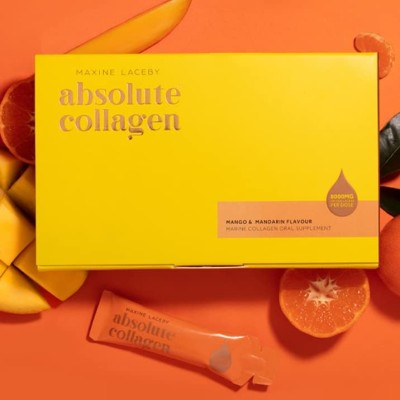 Absolute Collagen Marine Liquid Collagen Supplement for Women - Mango & Mandarin Flavour - Higher Absorption Than Tablets or Powder - 14 x 8000 mg Collagen Sachets per Box